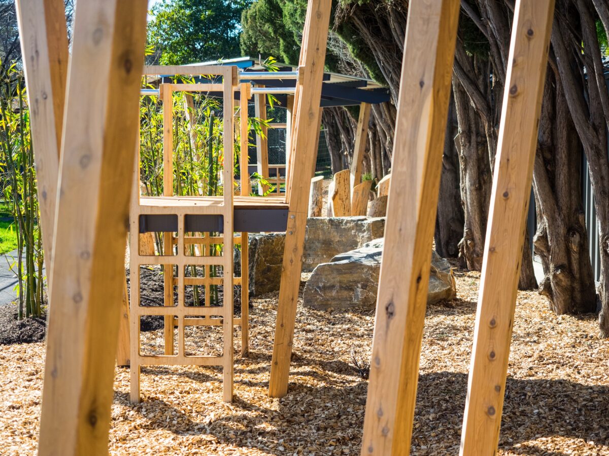 Vertical playspace with natural elements